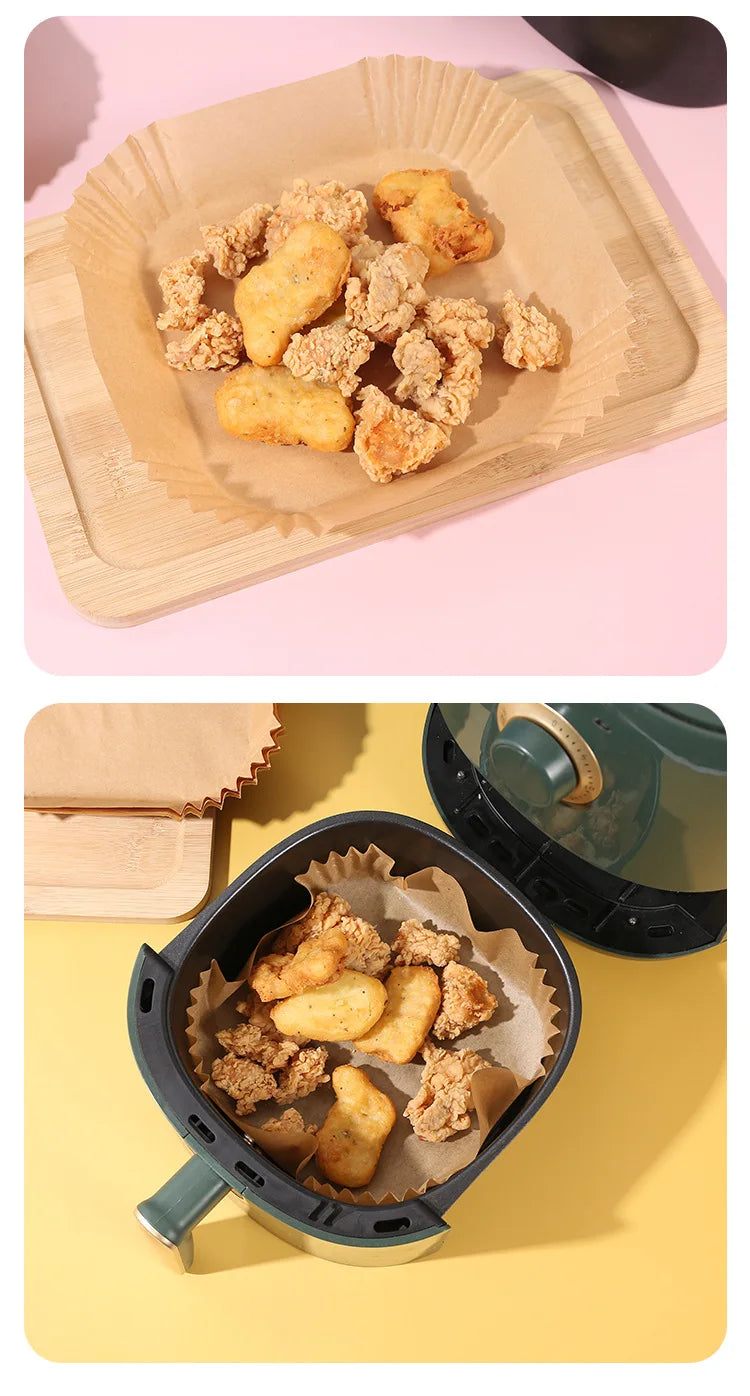 Carta Forno per Friggitrice ad Aria - 50 Fogli Antiaderenti Monouso - Spedizione Gratuita