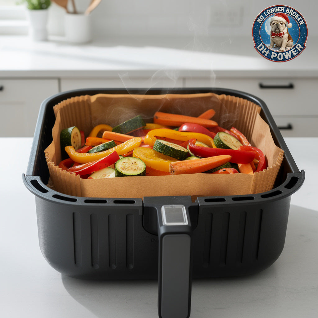 Carta Forno per Friggitrice ad Aria - 50 Fogli Antiaderenti Monouso - Spedizione Gratuita