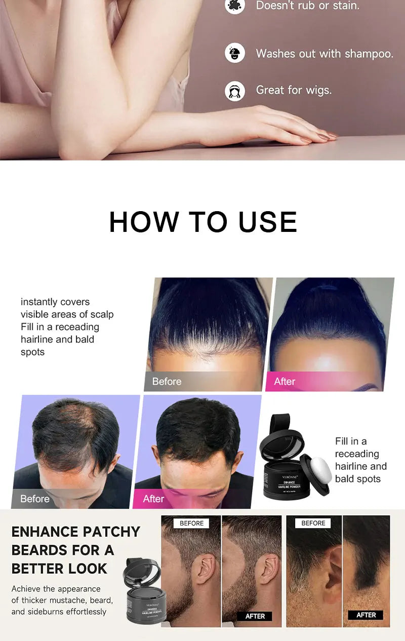 "Polvere per hairline 14 colori — Correttore linea capelli waterproof, riempitivo istantaneo per radici e diradamenti"