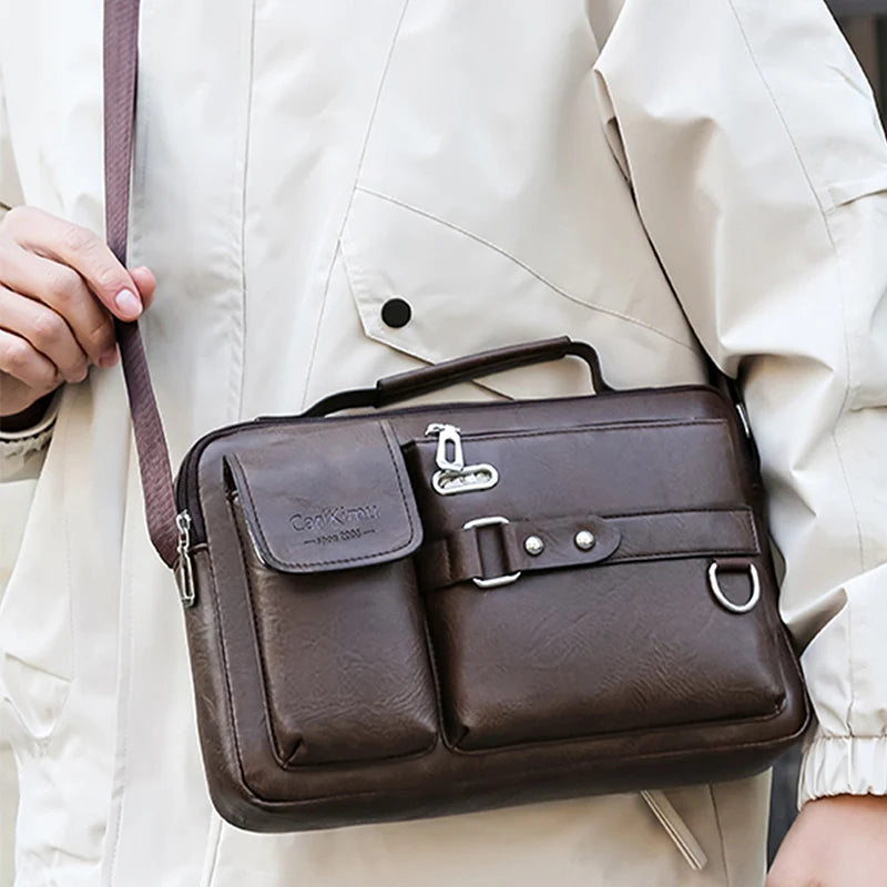 Borsa Messenger Uomo Retro Waterproof – Laptop Bag a Grande Capacità per Ufficio, Viaggio e Scuola